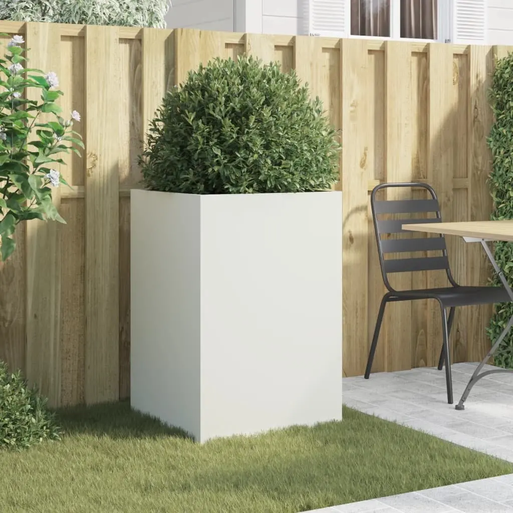 White Steel Planter Sturdy Cold-Rolled Steel Frame 52W x 48D x 75H cm