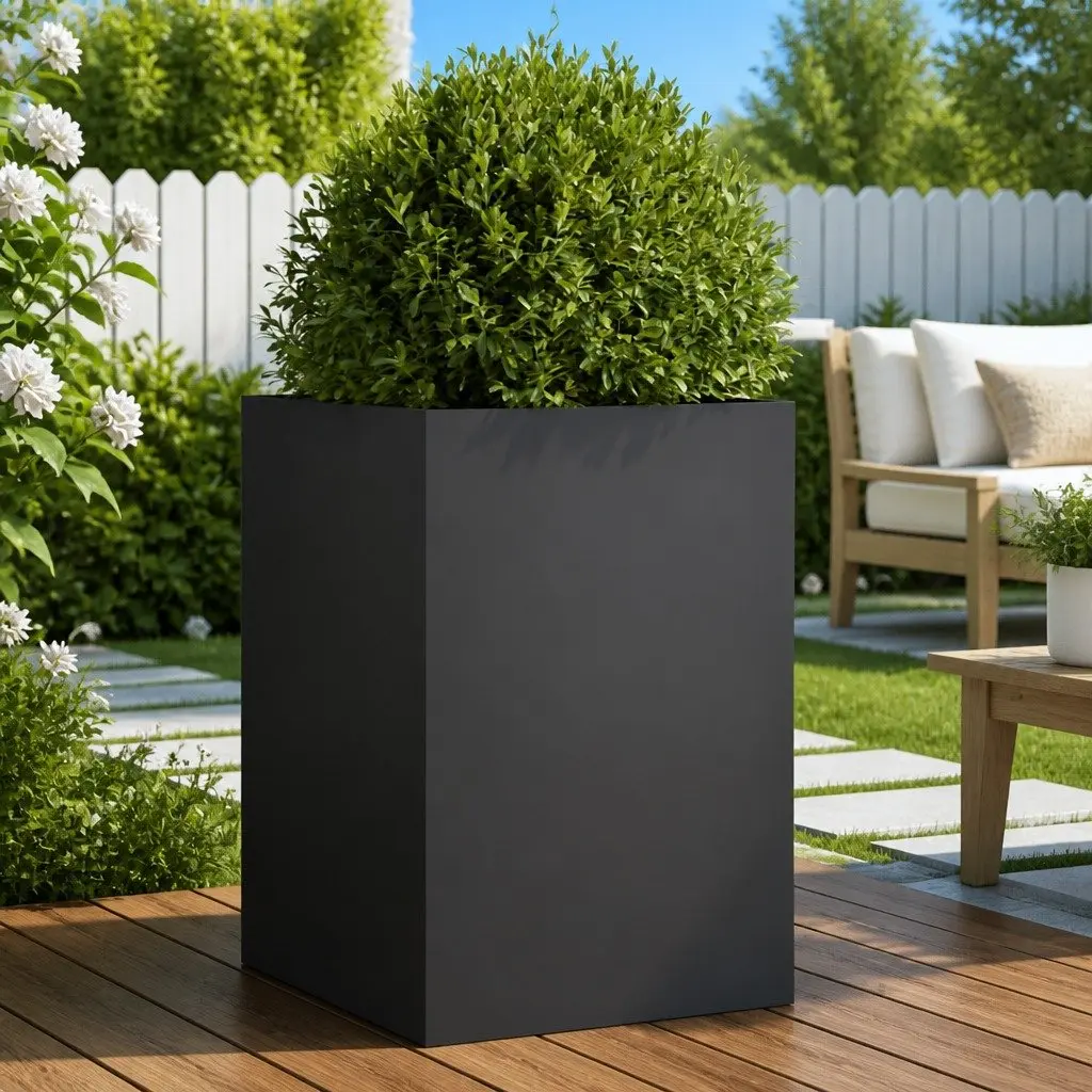 Raised Bed Planter Box Cold Rolled Steel Anthracite 52x48x75cm Outdoor Garden Container