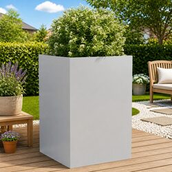 Garden Planter Box Silver 52x48x75cm Galvanised Steel Outdoor Patio Pot