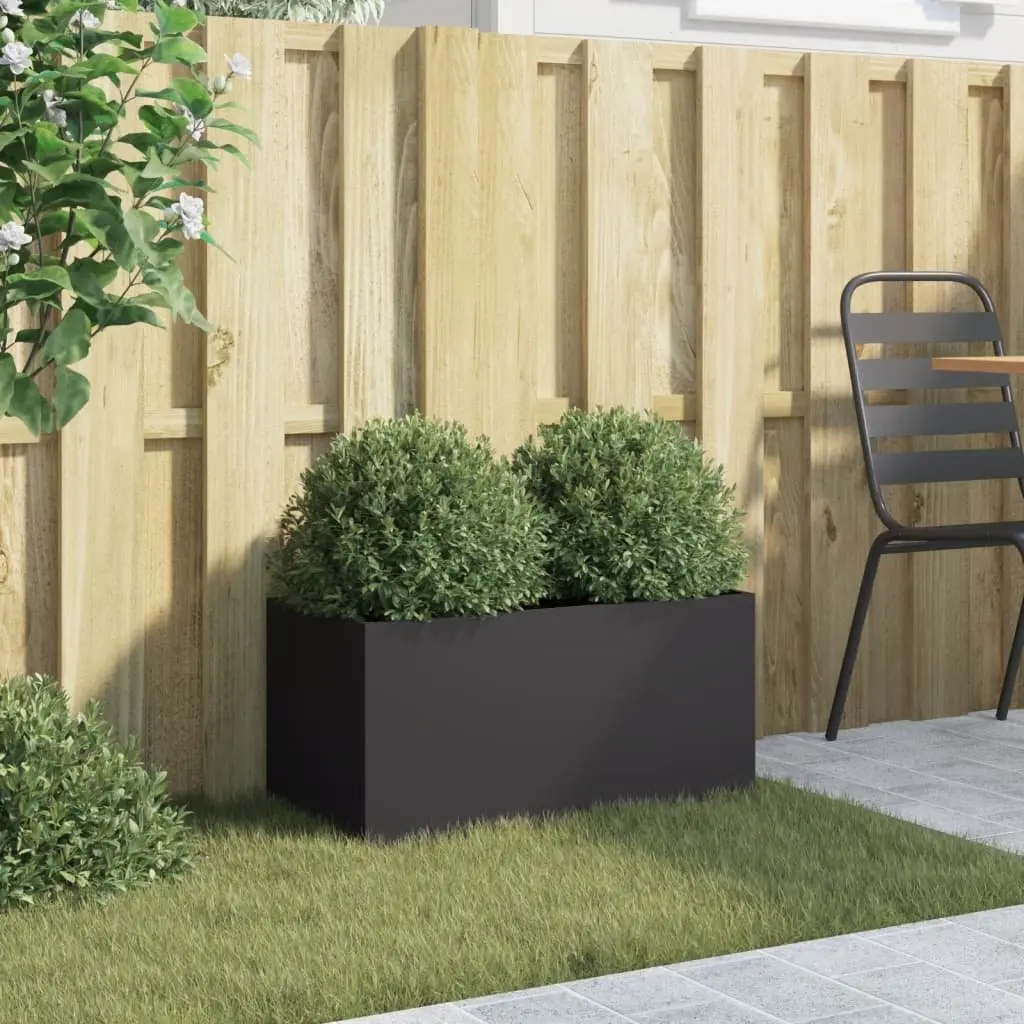Steel Planter Box Cold-Rolled Black 62 x 30 x 29 cm Outdoor Garden Flower Decor
