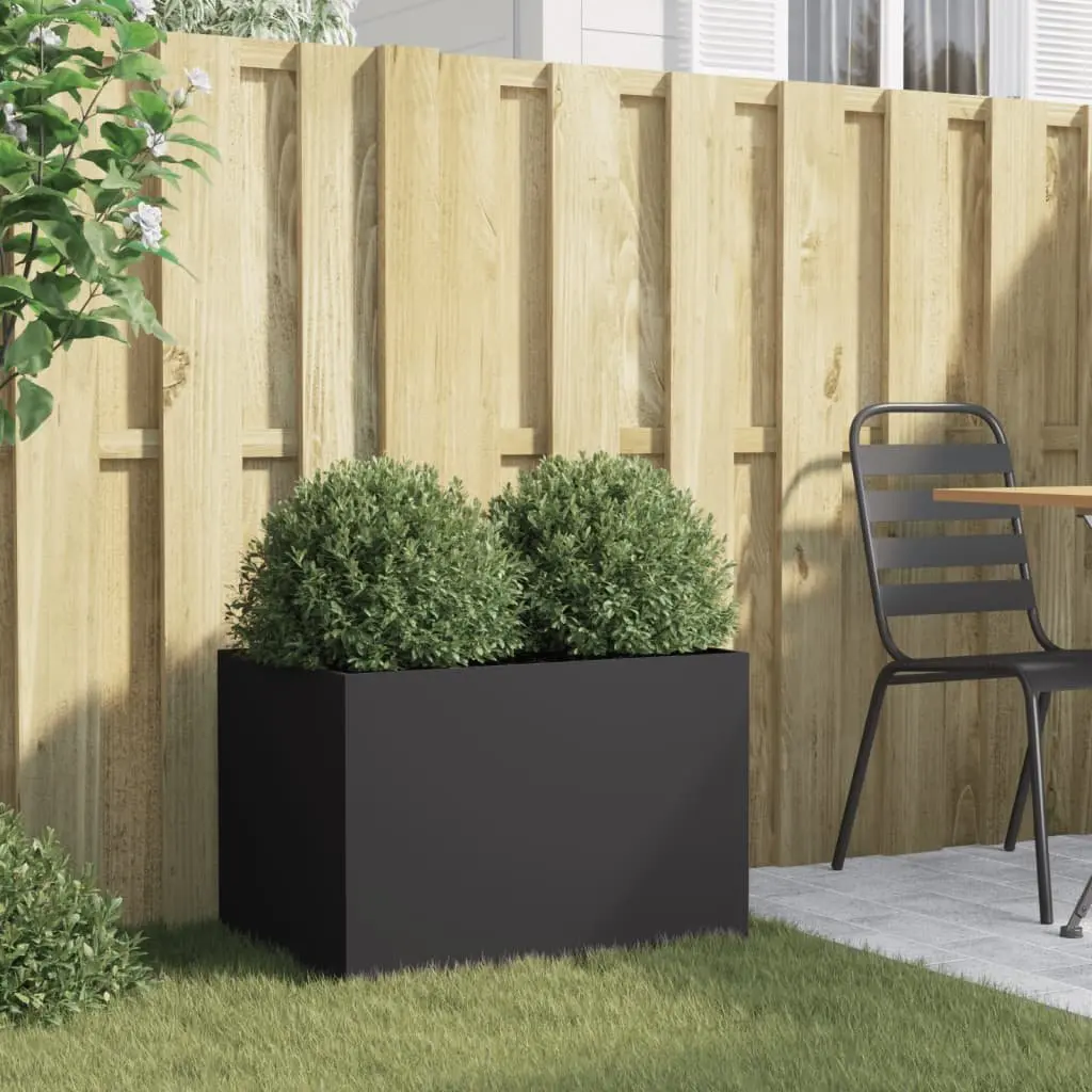 Steel Planter Box Black Cold-rolled Steel 62 x 40 x 39 cm Outdoor Garden Decor