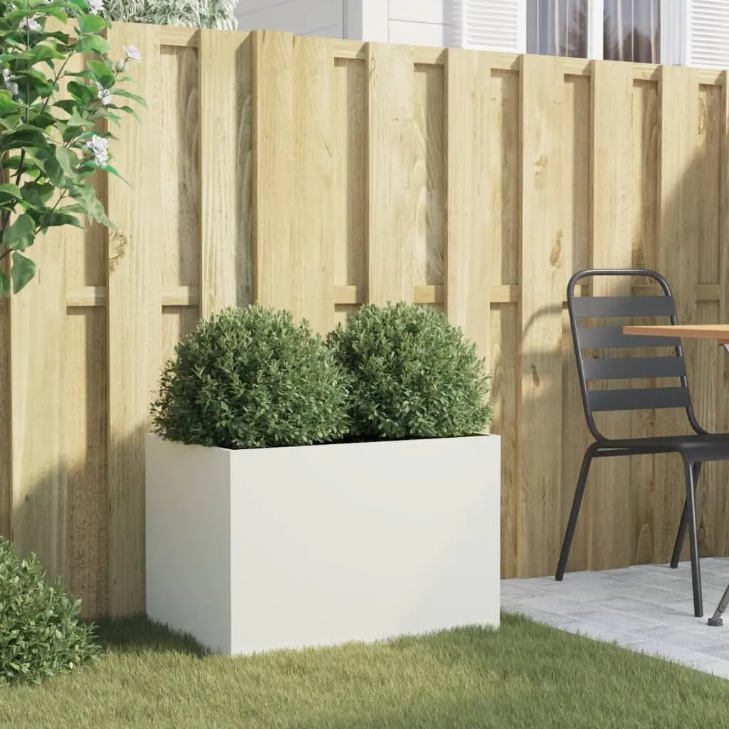 Planter Box White Steel 62x40x39 cm Raised Bed Garden Decoration Outdoor