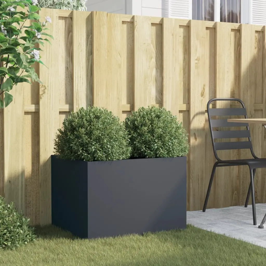 Steel Planter Anthracite Raised Garden Bed 62 x 47 x 46 cm Outdoor Patio Flower Box Decor