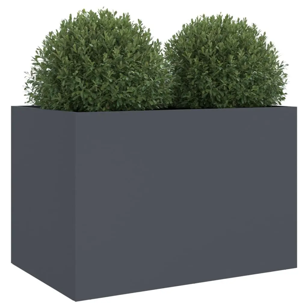 Steel Planter Anthracite Raised Garden Bed 62 x 47 x 46 cm Outdoor Patio Flower Box Decor