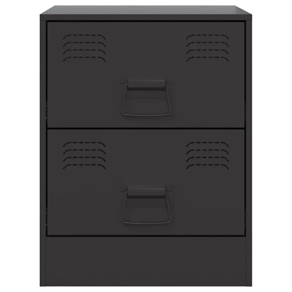 Bedside Cabinets 2 pcs Black Storage Tables Bedroom Nightstand Furniture Set