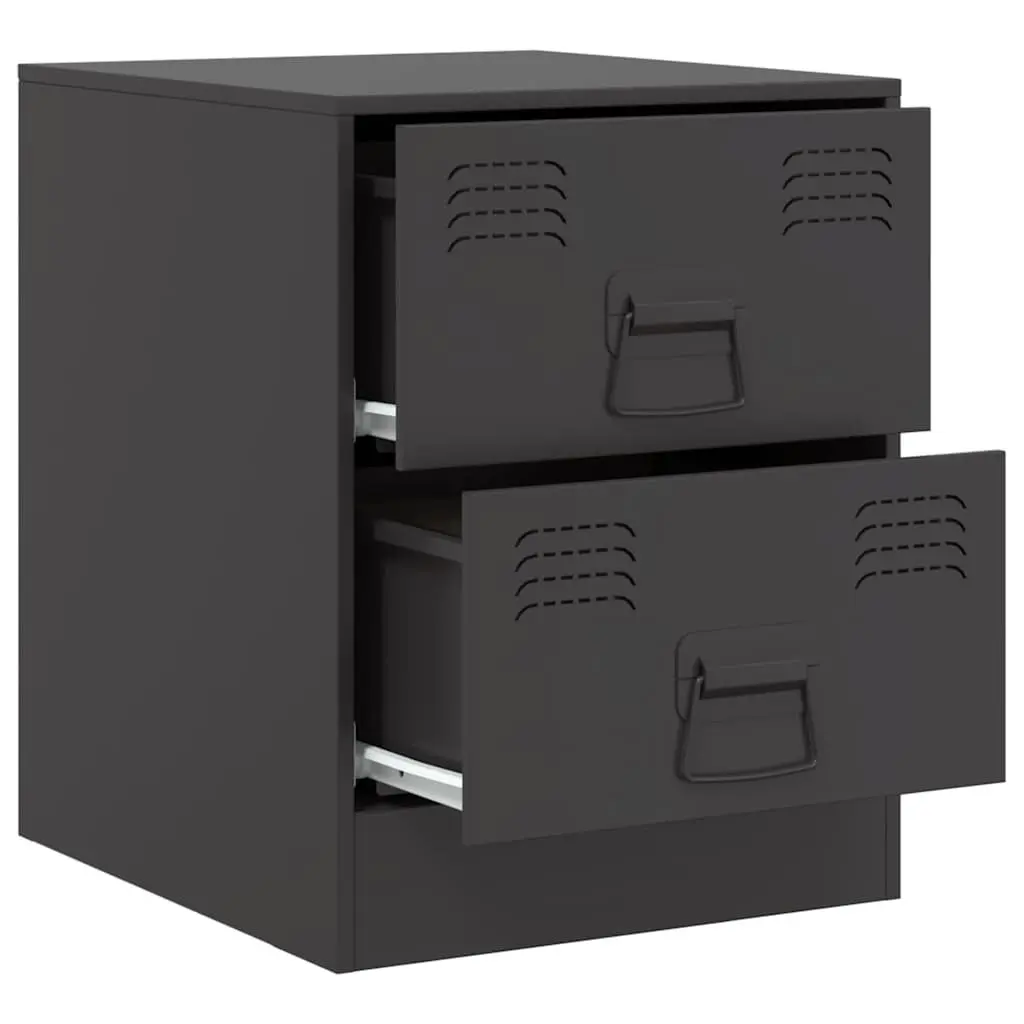 Bedside Cabinets 2 pcs Black Storage Tables Bedroom Nightstand Furniture Set