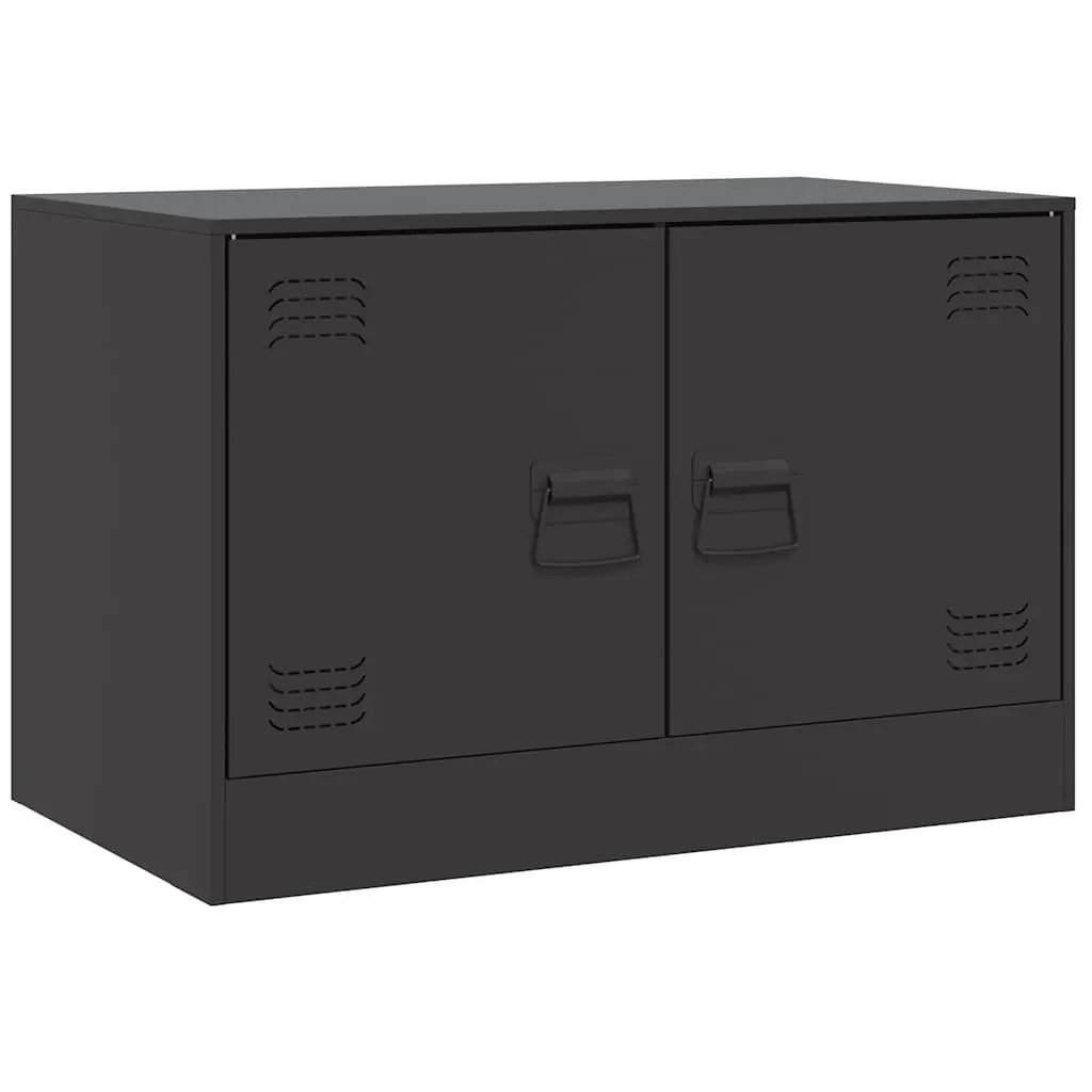 TV Cabinet Unit Black Steel Frame Storage Furniture 67x39x44cm Set of 2