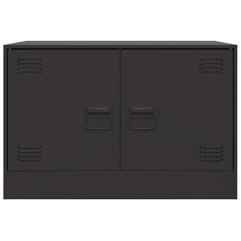 TV Cabinet Unit Black Steel Frame Storage Furniture 67x39x44cm Set of 2