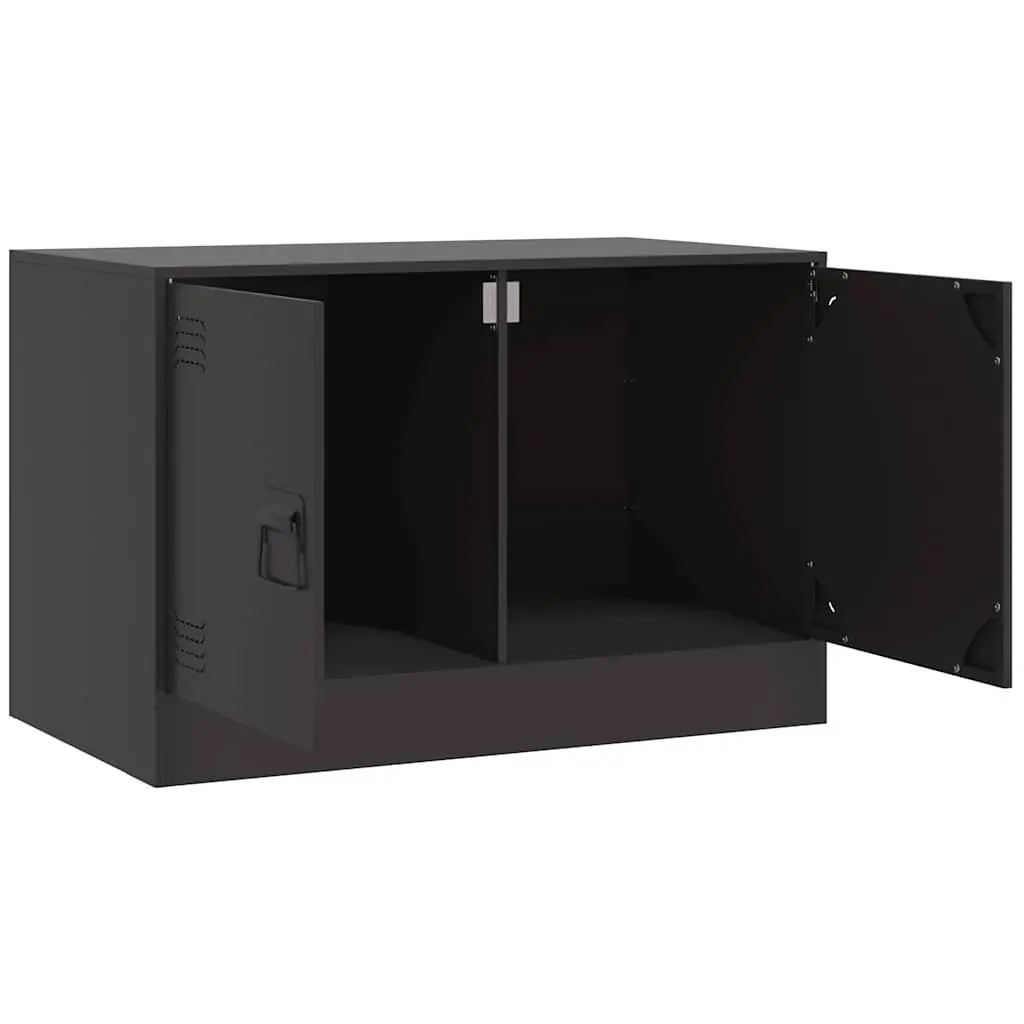 TV Cabinet Unit Black Steel Frame Storage Furniture 67x39x44cm Set of 2