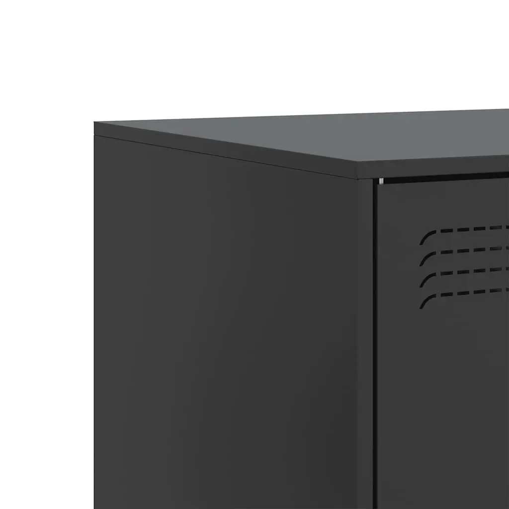 TV Cabinet Unit Black Steel Frame Storage Furniture 67x39x44cm Set of 2