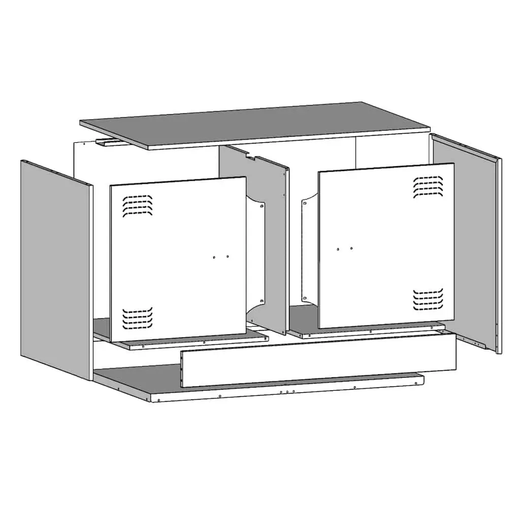 TV Cabinet Unit Black Steel Frame Storage Furniture 67x39x44cm Set of 2