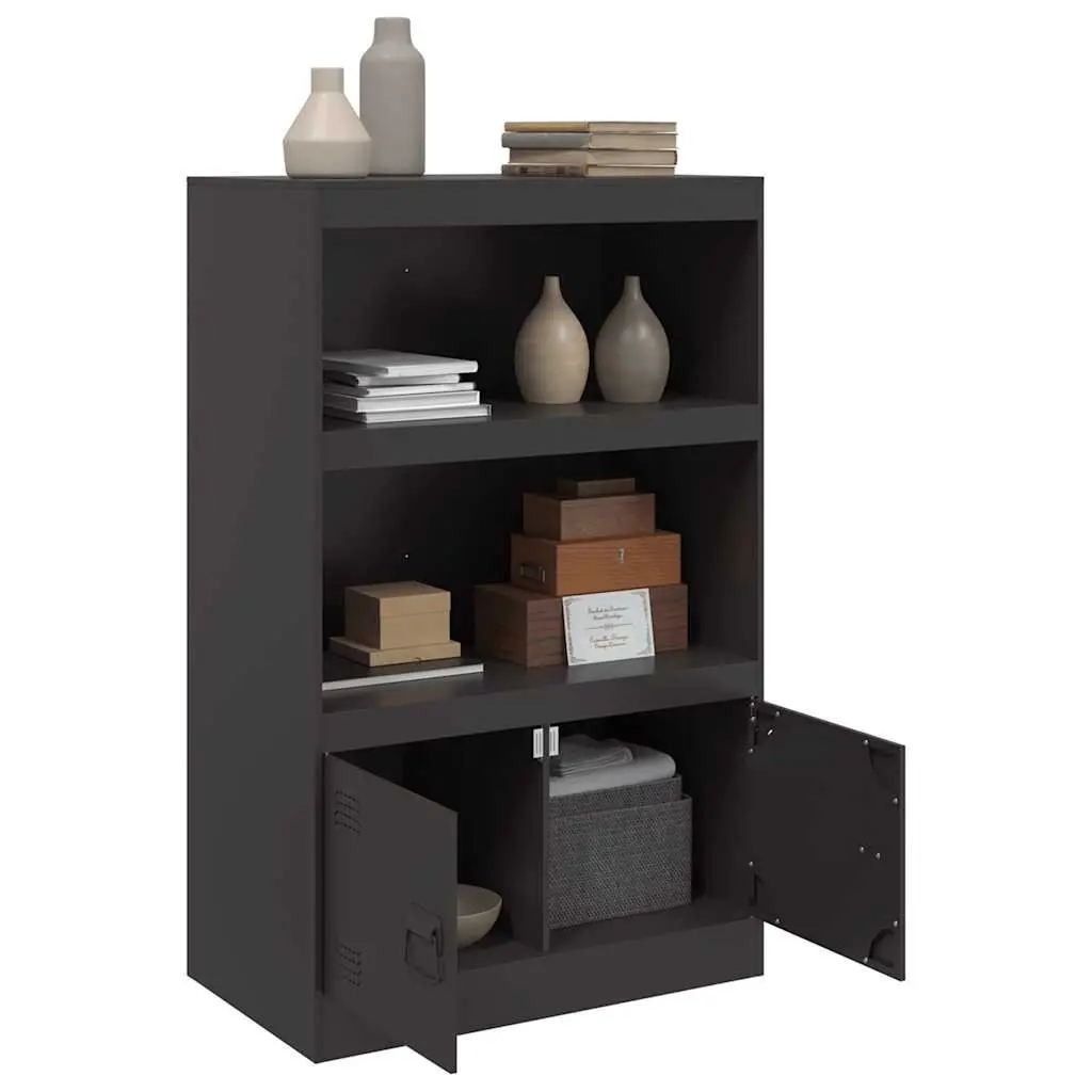 Sideboard Black Steel Frame 67x39x107 cm Storage Cabinet Buffet Furniture