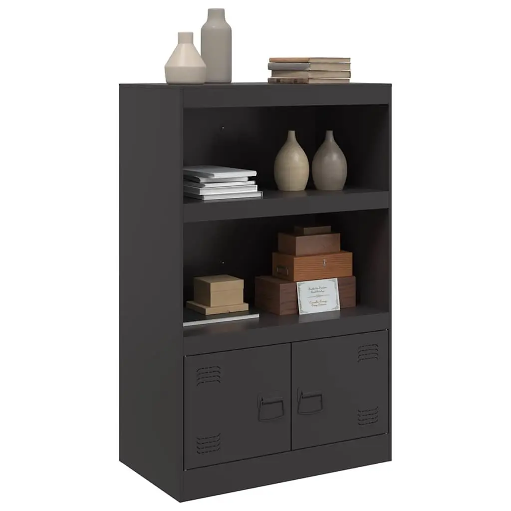 Sideboard Black Steel Frame 67x39x107 cm Storage Cabinet Buffet Furniture