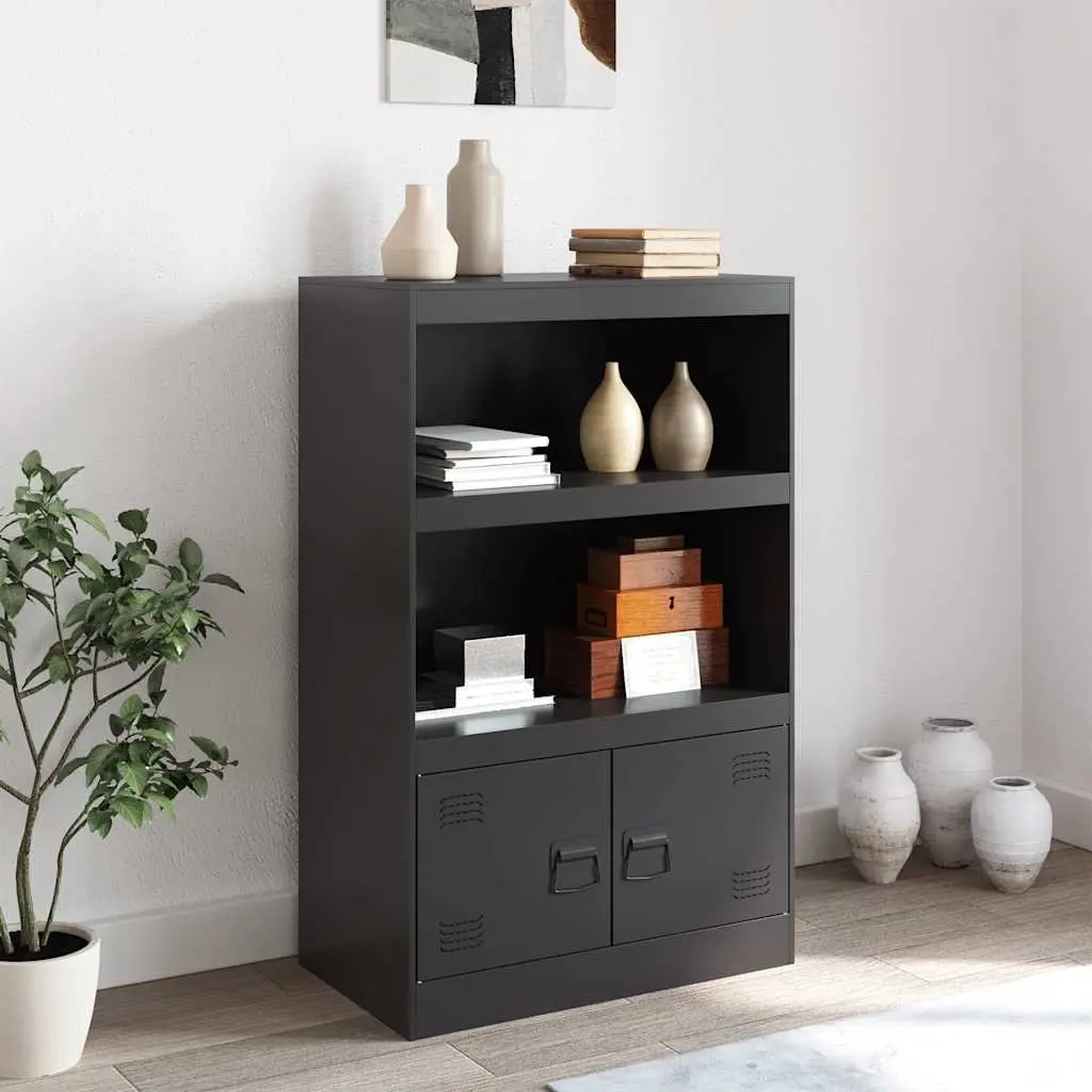 Sideboard Black Steel Frame 67x39x107 cm Storage Cabinet Buffet Furniture