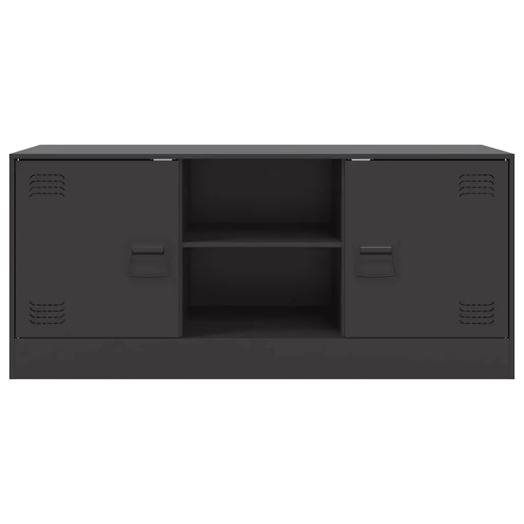 TV Cabinet Black Steel Frame 99x39x44cm Storage Unit Media Console
