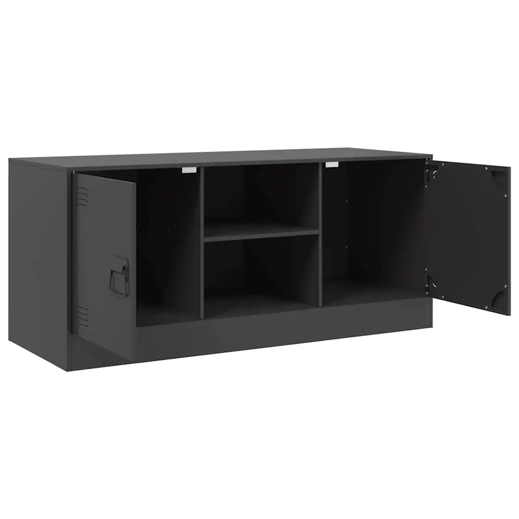 TV Cabinet Black Steel Frame 99x39x44cm Storage Unit Media Console