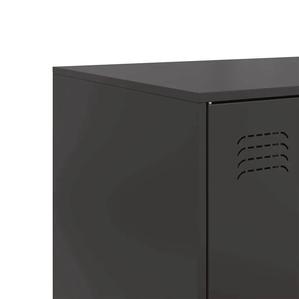 Sideboard Black Cold-Rolled Steel 99x39x73 cm Storage Cabinet with Handles
