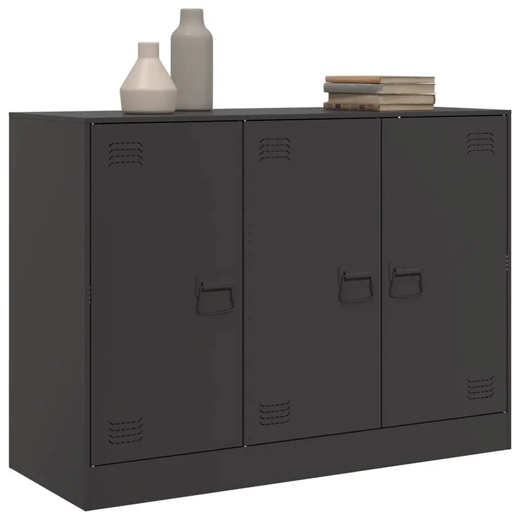 Sideboard Black Cold-Rolled Steel 99x39x73 cm Storage Cabinet with Handles