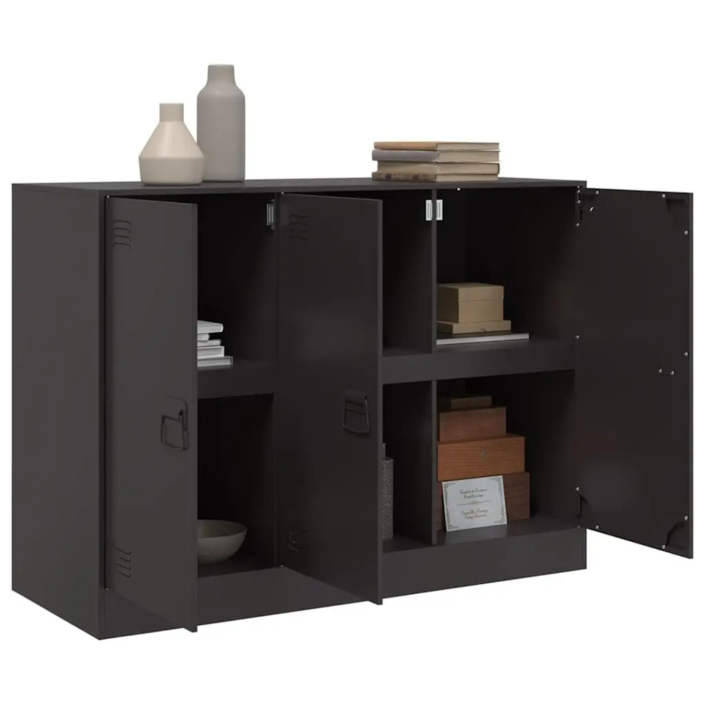 Sideboard Black Cold-Rolled Steel 99x39x73 cm Storage Cabinet with Handles
