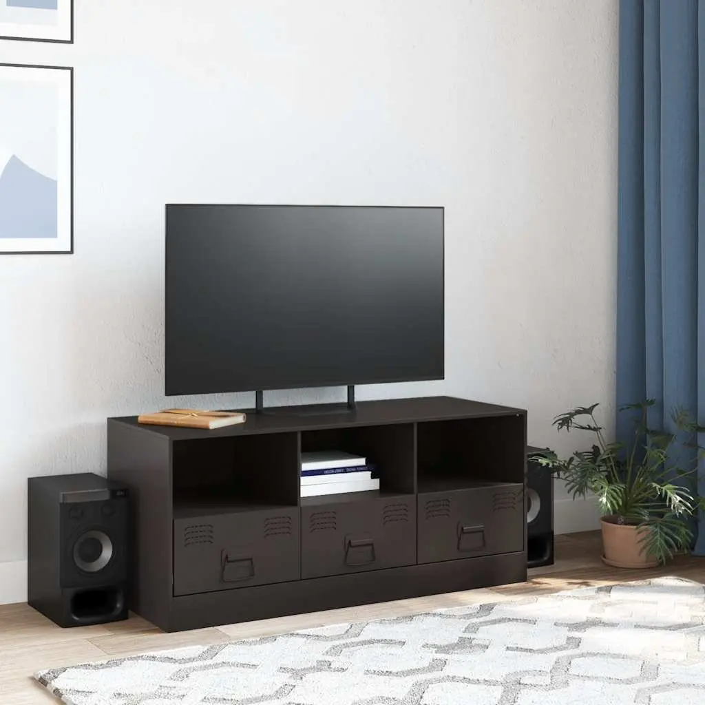 TV Cabinet Black Storage Unit Cold-Rolled Steel 99x39x44 cm