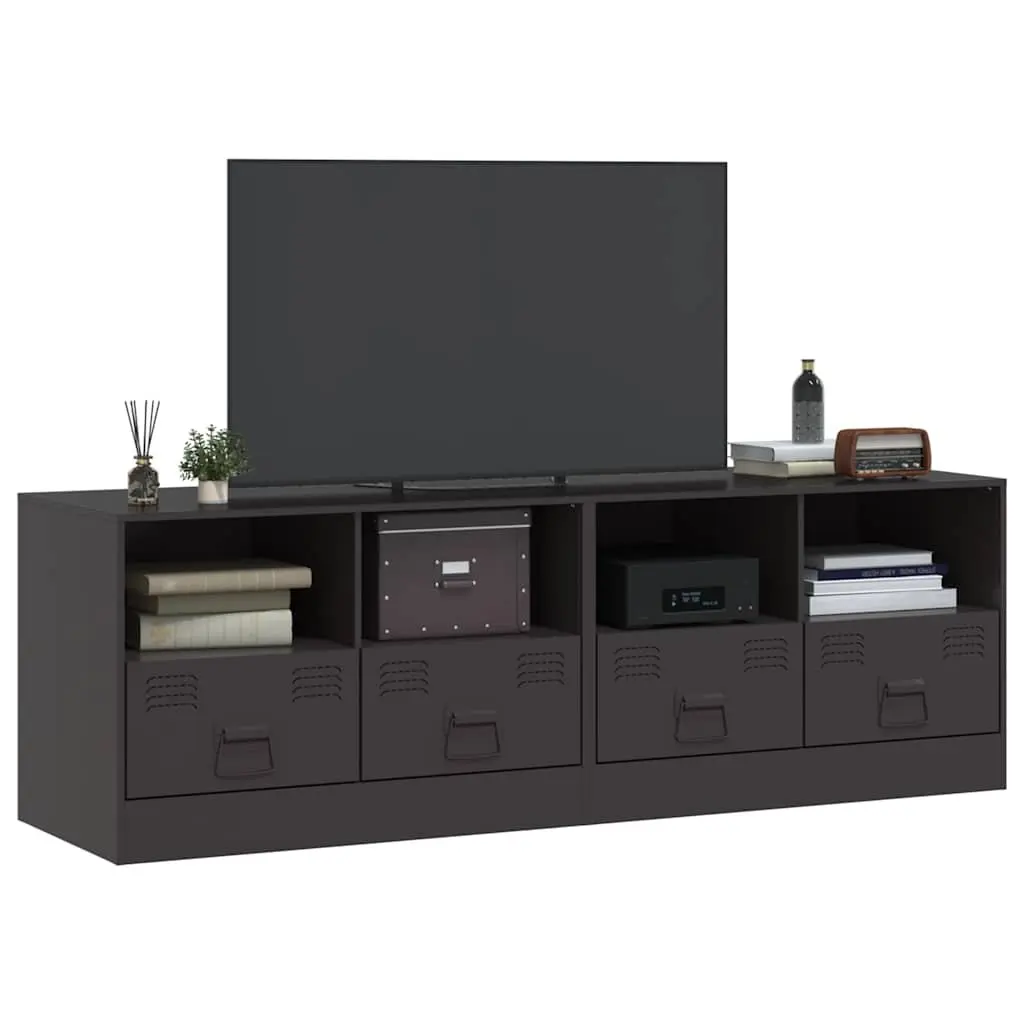 TV Cabinet Black Storage Unit 2 Pieces 67 x 39 x 44 cm