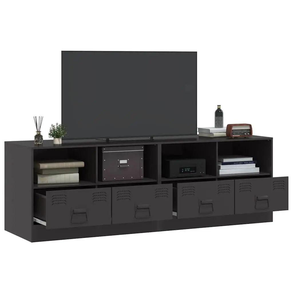 TV Cabinet Black Storage Unit 2 Pieces 67 x 39 x 44 cm