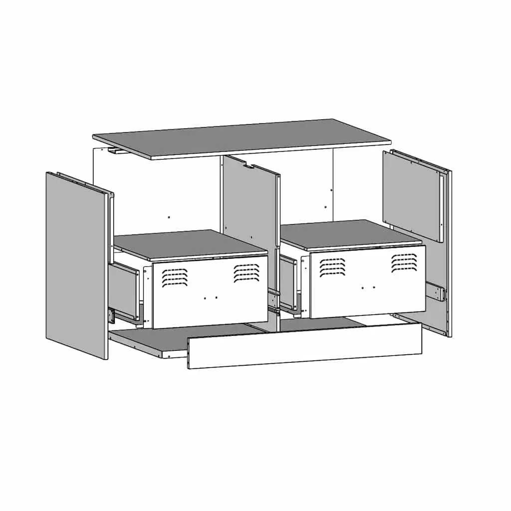 TV Cabinet Black Storage Unit 2 Pieces 67 x 39 x 44 cm