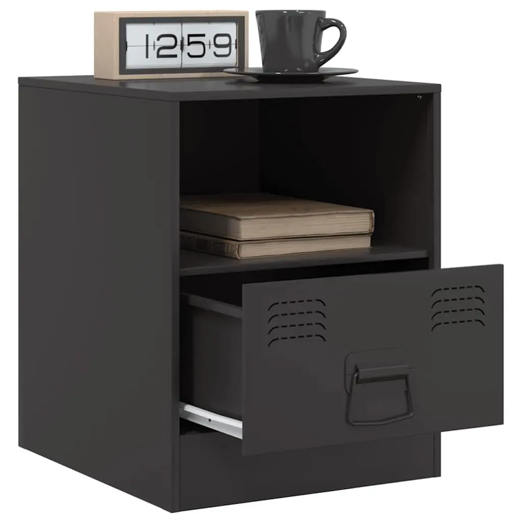 Bedside Cabinets Black 2 Piece Nightstand Storage 34.5x39x44cm