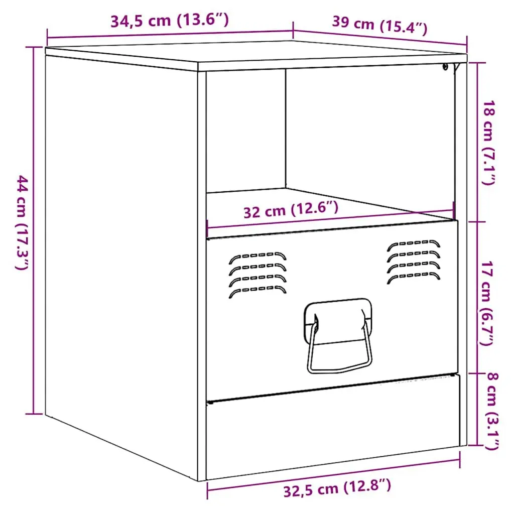 Bedside Cabinets Black 2 Piece Nightstand Storage 34.5x39x44cm