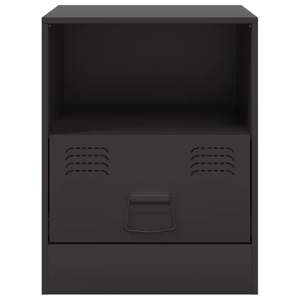 Bedside Cabinets Black 2 Piece Nightstand Storage 34.5x39x44cm