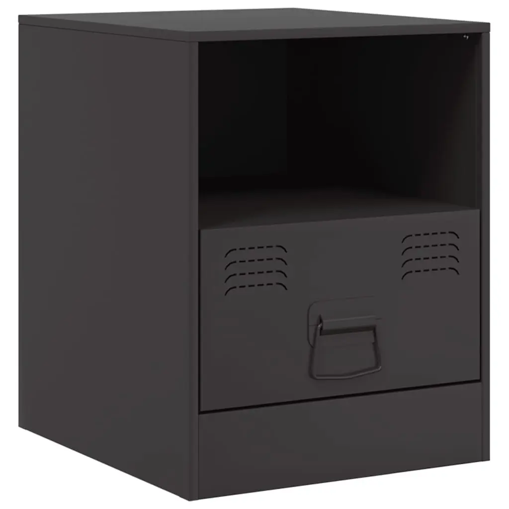 Bedside Cabinets Black 2 Piece Nightstand Storage 34.5x39x44cm