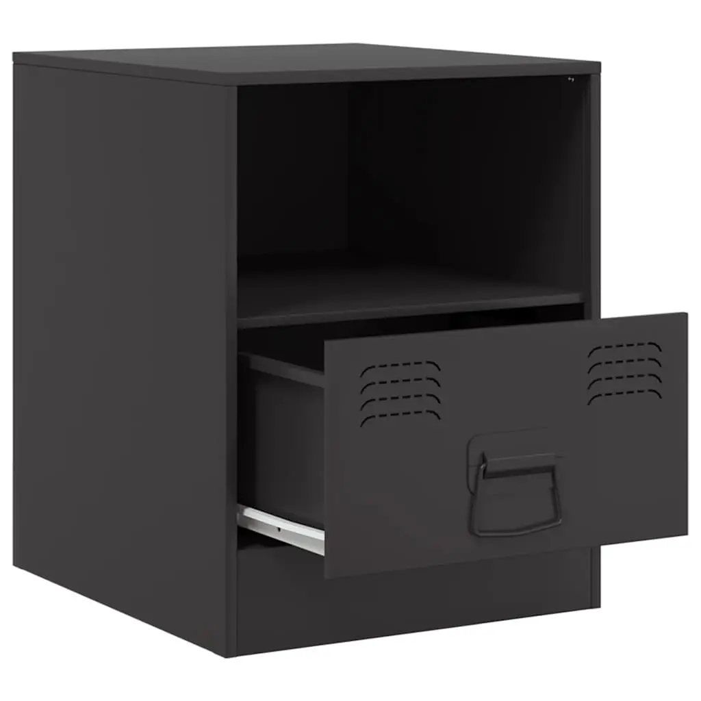 Bedside Cabinets Black 2 Piece Nightstand Storage 34.5x39x44cm