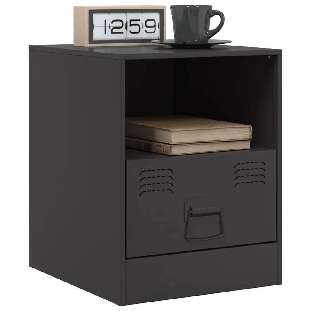 Bedside Cabinets Black 2 Piece Nightstand Storage 34.5x39x44cm