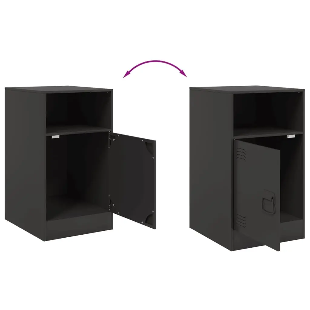 Bedside Cabinet Black Storage Nightstand 34.5 x 39 x 62 cm