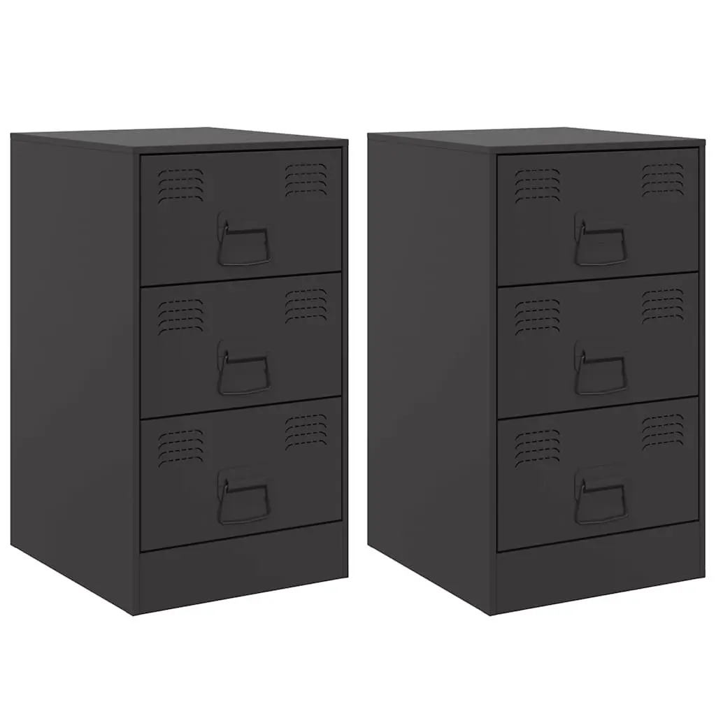 Bedside Cabinets Black 34.5x39x62cm Storage Nightstand Cabinet 2 Pieces