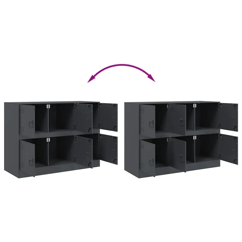 Sideboard Anthracite Storage Cabinet Cold-rolled Steel Frame 99x39x73cm