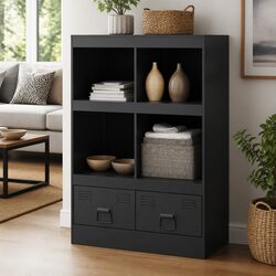 Stylish Black Highboard Sideboard: Organize with Ease 67x39x95 cm