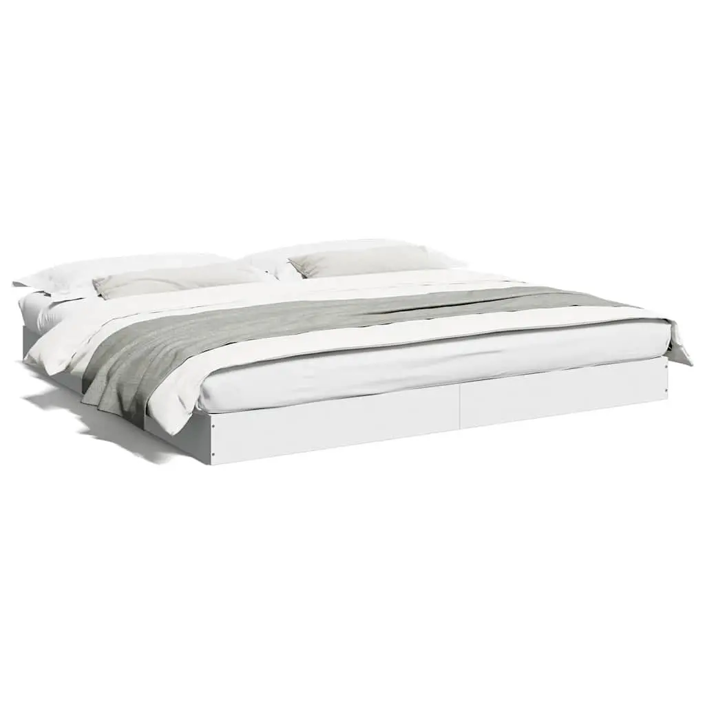Bed Frame Modern White Engineered Wood 180x200 cm Slatted Base