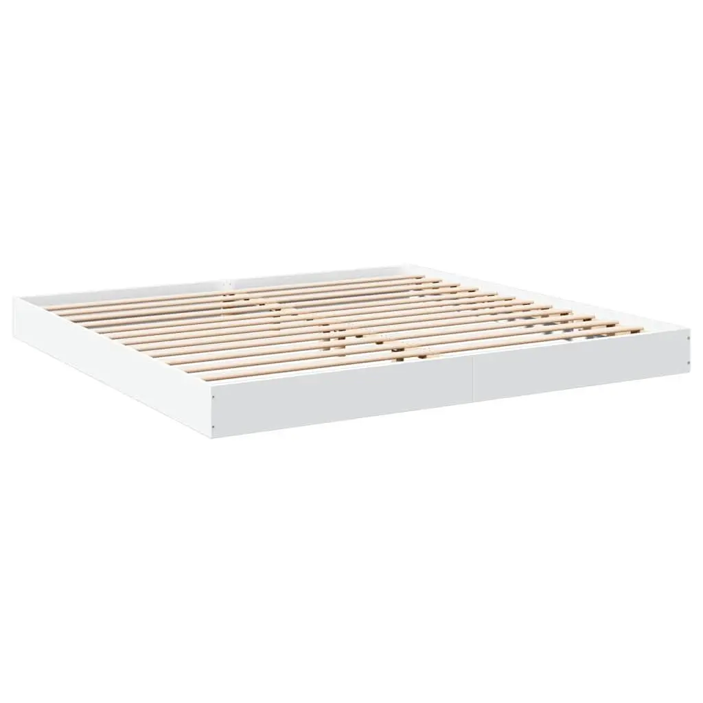 Bed Frame Modern White Engineered Wood 180x200 cm Slatted Base