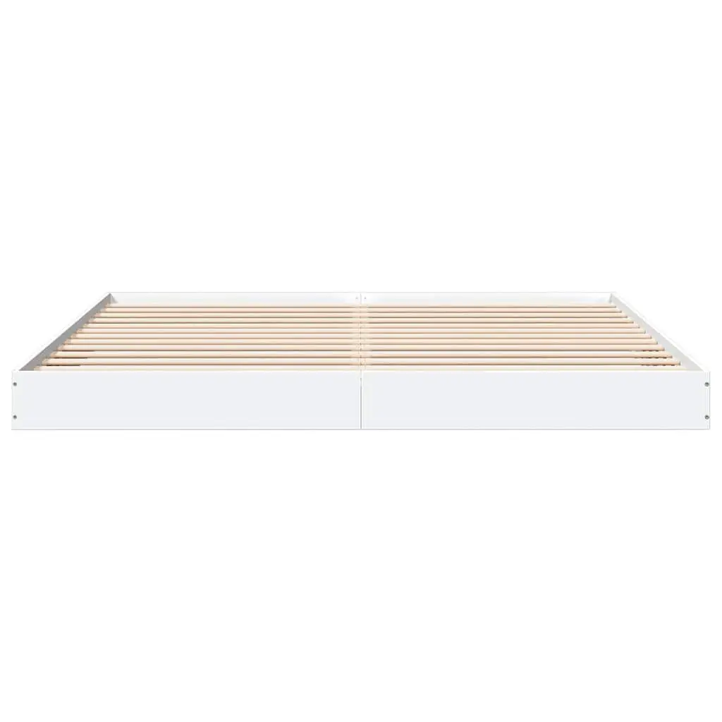 Bed Frame Modern White Engineered Wood 180x200 cm Slatted Base