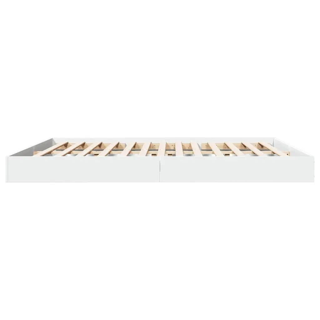 Bed Frame Modern White Engineered Wood 180x200 cm Slatted Base