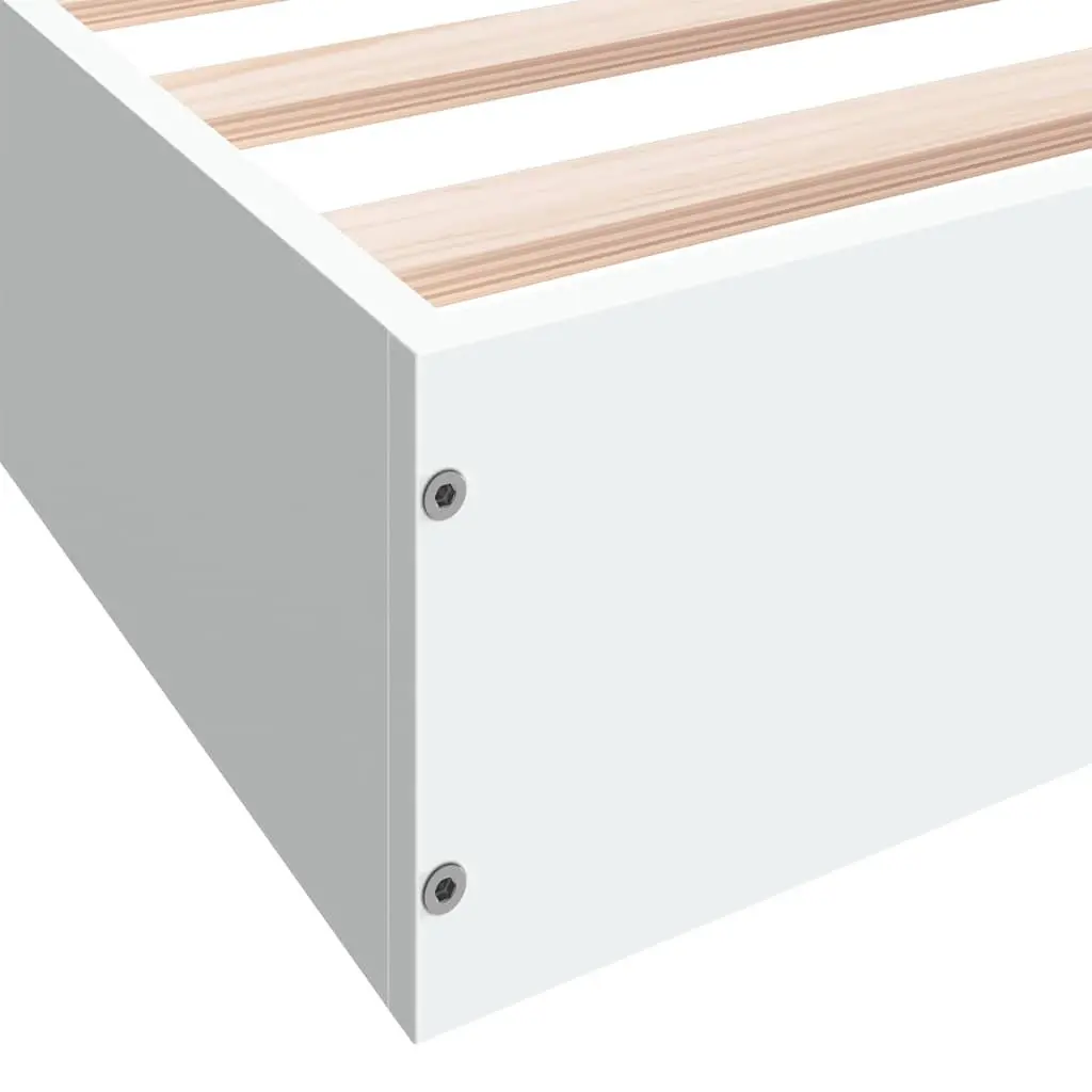 Bed Frame Modern White Engineered Wood 180x200 cm Slatted Base