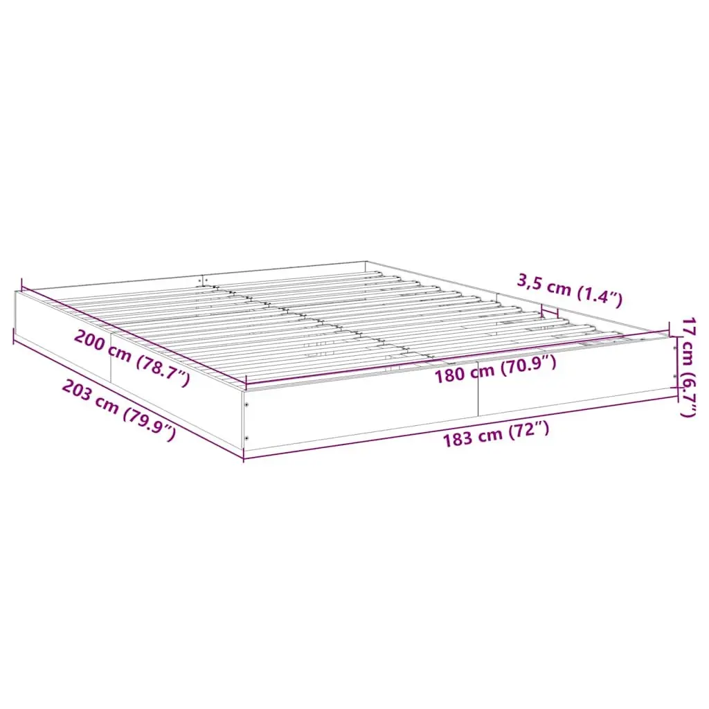 Bed Frame Modern White Engineered Wood 180x200 cm Slatted Base