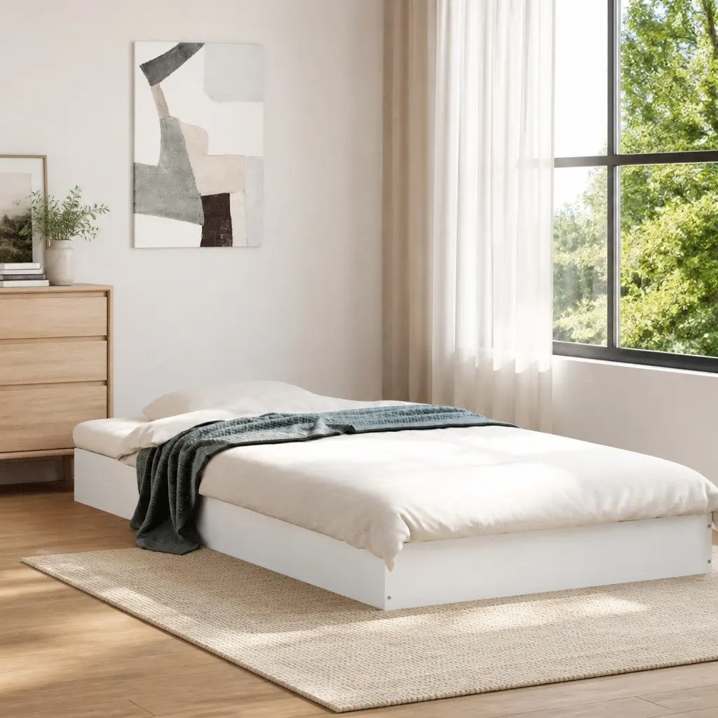 90x190 cm White Bed Frame