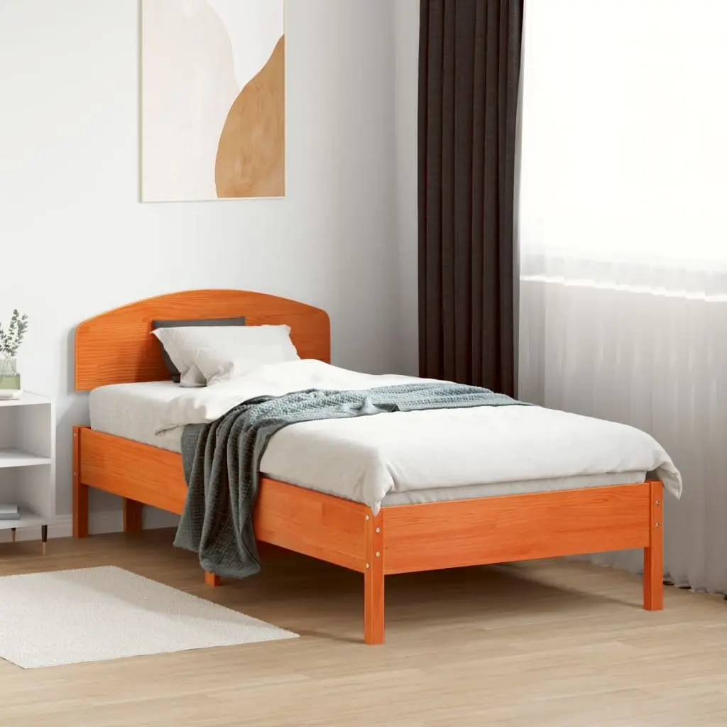 Solid Wood Pine Headboard Brown Wax 100 cm