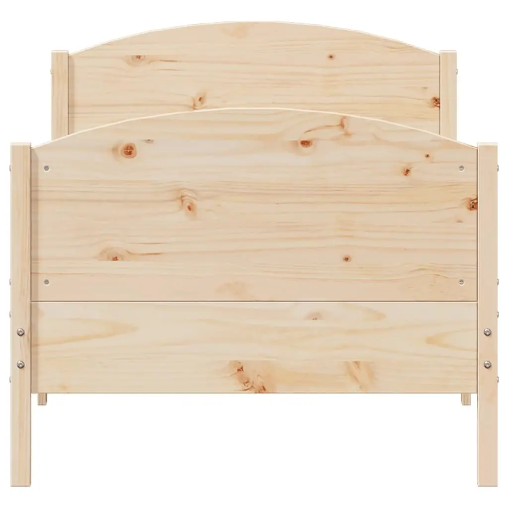 Bed Frame 90x190 cm Solid Wood Pine Brown Wooden Bedroom Furniture Slats Base