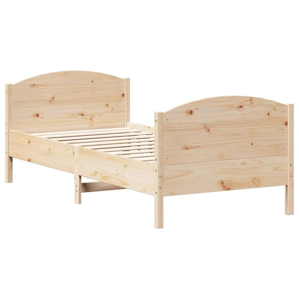 Bed Frame 90x190 cm Solid Wood Pine Brown Wooden Bedroom Furniture Slats Base