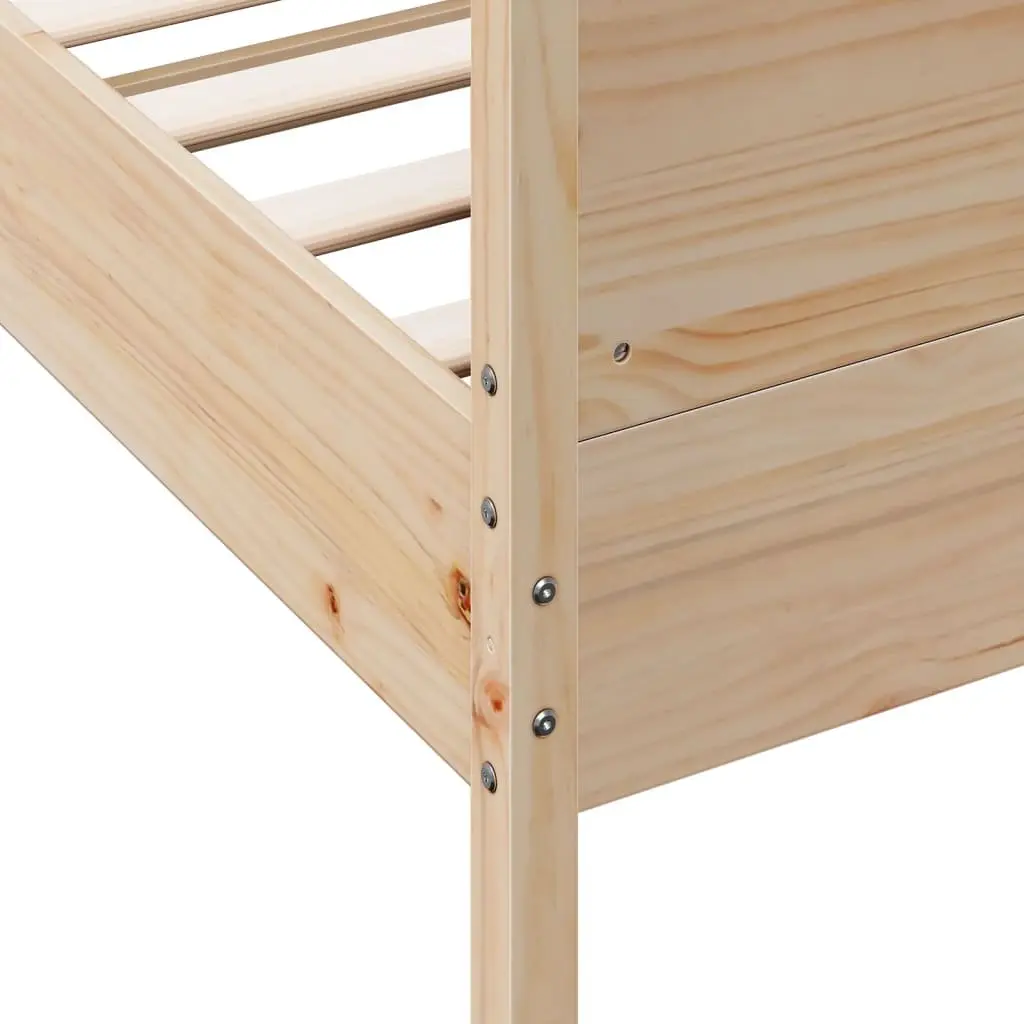 Bed Frame 90x190 cm Solid Wood Pine Brown Wooden Bedroom Furniture Slats Base