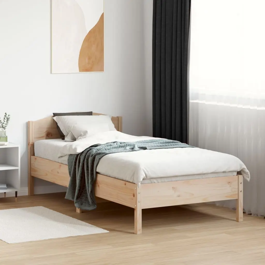 Solid Pine Bed Frame with Supportive Headboard