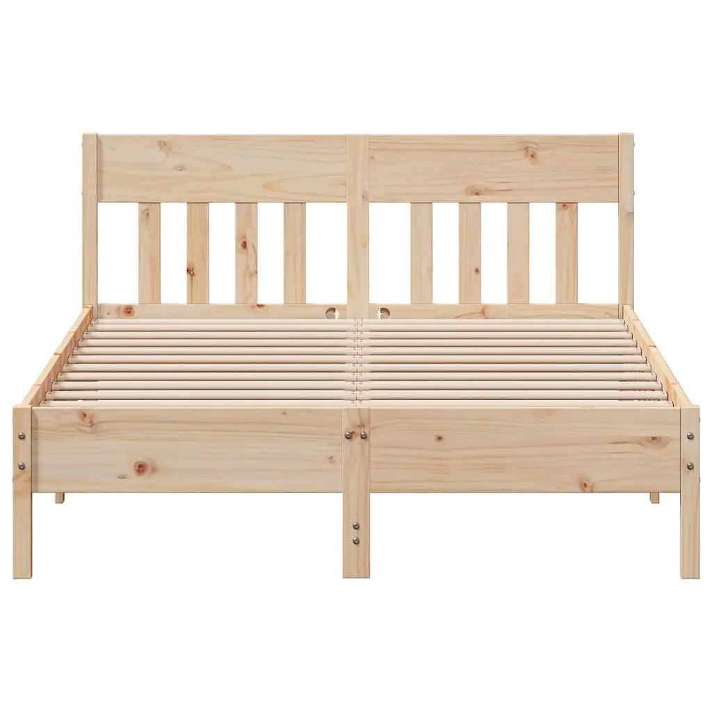Wooden Bed Frame 150x200 cm Solid Pine Wood Slatted Base Brown
